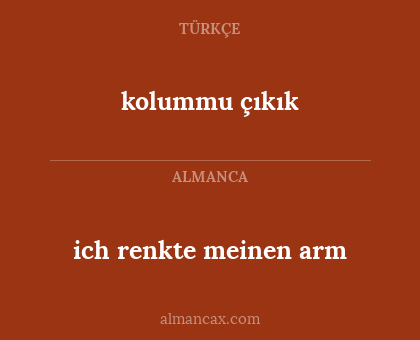 kolummu çıkık - ich renkte meinen arm