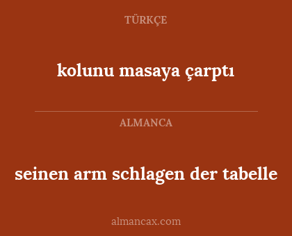 seinen arm schlagen der tabelle - kolunu masaya çarptı