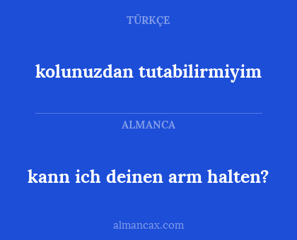 kolunuzdan tutabilirmiyim - kann ich deinen arm halten?