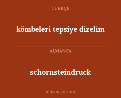 schornsteindruck - kömbeleri tepsiye dizelim