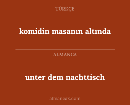 unter dem nachttisch - komidin masanın altında