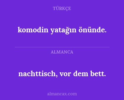 nachttisch, vor dem bett. - komodin yatağın önünde.