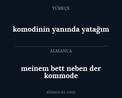 meinem bett neben der kommode - komodinin yanında yatağım
