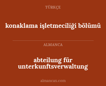 abteilung für unterkunftsverwaltung - konaklama işletmeciliği bölümü