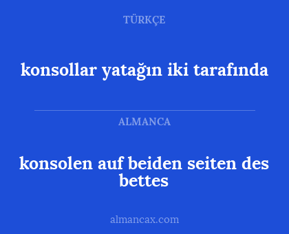 konsollar yatağın iki tarafında - konsolen auf beiden seiten des bettes