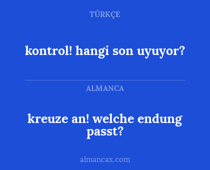 kontrol! hangi son uyuyor? - kreuze an! welche endung passt?