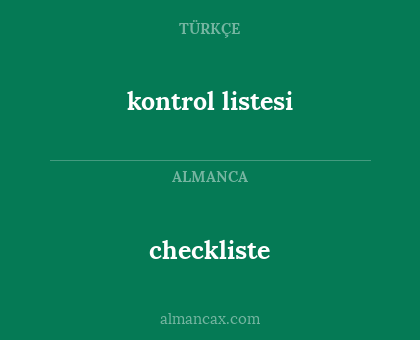 checkliste - kontrol listesi
