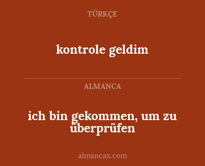 ich bin gekommen, um zu überprüfen - kontrole geldim