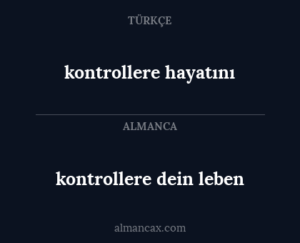 kontrollere hayatını - kontrollere dein leben