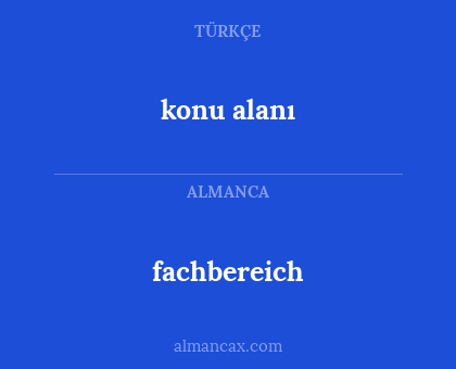 fachbereich - konu alanı