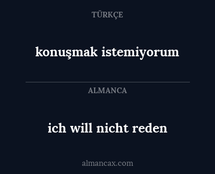 konuşmak istemiyorum - ich will nicht reden