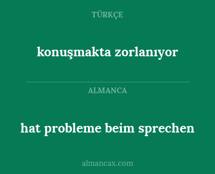 konuşmakta zorlanıyor - hat probleme beim sprechen