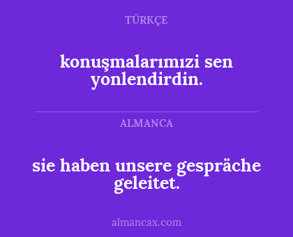 sie haben unsere gespräche geleitet. - konuşmalarımızi sen yonlendirdin.