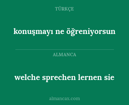 konuşmayı ne öğreniyorsun - welche sprechen lernen sie