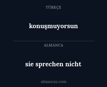 sie sprechen nicht - konuşmuyorsun