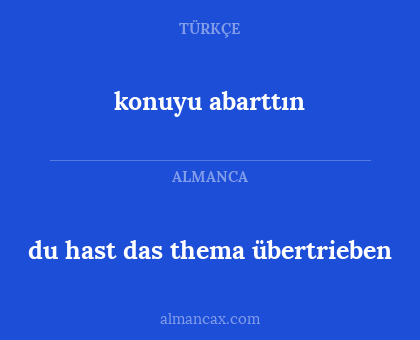 du hast das thema übertrieben - konuyu abarttın