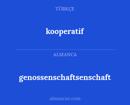 kooperatif - genossenschaftsenschaft