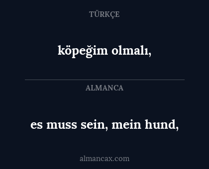 köpeğim olmalı, - es muss sein, mein hund,