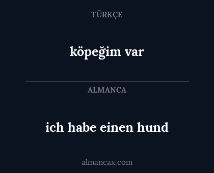 köpeğim var - ich habe einen hund