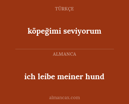 ich leibe meiner hund - köpeğimi seviyorum