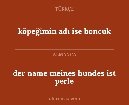 köpeğimin adı ise boncuk - der name meines hundes ist perle