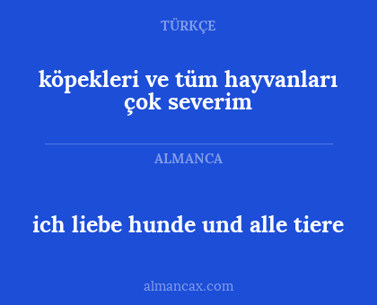 ich liebe hunde und alle tiere - köpekleri ve tüm hayvanları çok severim