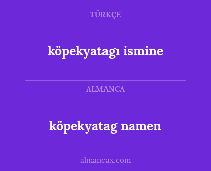 köpekyatagı ismine - köpekyatag namen