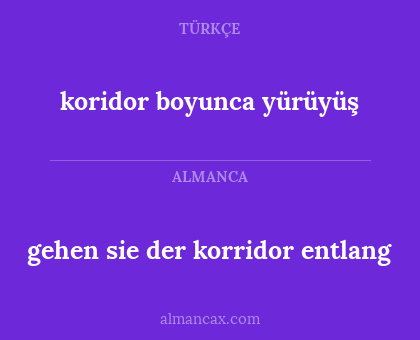koridor boyunca yürüyüş - gehen sie der korridor entlang