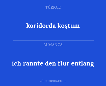 koridorda koştum - ich rannte den flur entlang