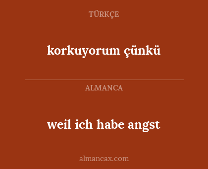 weil ich habe angst - korkuyorum çünkü