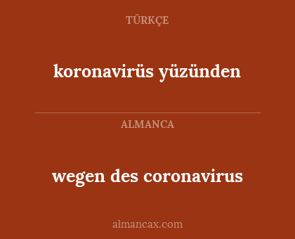 wegen des coronavirus - koronavirüs yüzünden