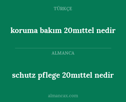 schutz pflege 20mıttel nedir - koruma bakım 20mıttel nedir