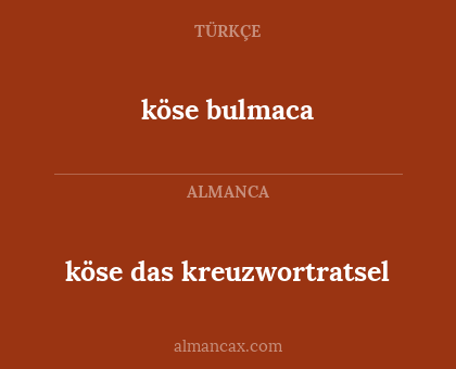 köse bulmaca - köse das kreuzwortratsel