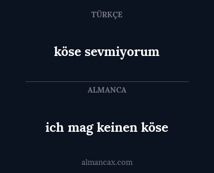 ich mag keinen köse - köse sevmiyorum