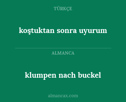 klumpen nach buckel - koştuktan sonra uyurum
