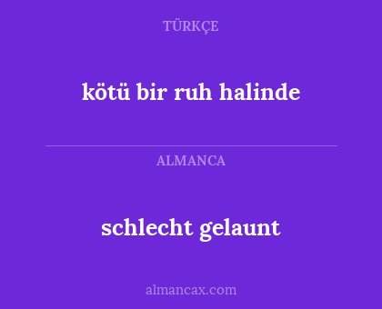 kötü bir ruh halinde - schlecht gelaunt