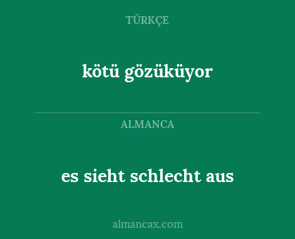 es sieht schlecht aus - kötü gözüküyor