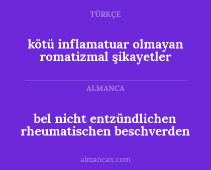 kötü inflamatuar olmayan romatizmal şikayetler - bel nicht entzündlichen rheumatischen beschverden