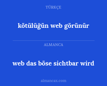 web das böse sichtbar wird - kötülüğün web görünür