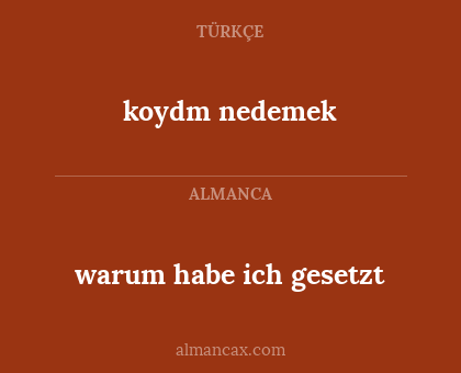 koydm nedemek - warum habe ich gesetzt