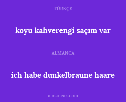 koyu kahverengi saçım var - ich habe dunkelbraune haare