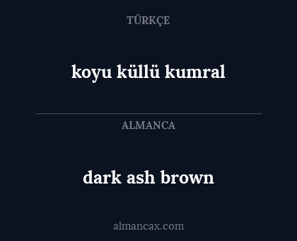 dark ash brown - koyu küllü kumral