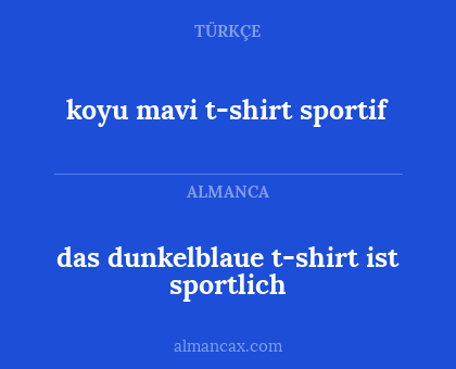 das dunkelblaue t-shirt ist sportlich - koyu mavi t-shirt sportif