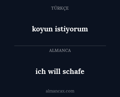 ich will schafe - koyun istiyorum