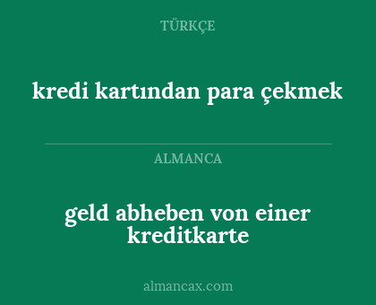 kredi kartından para çekmek - geld abheben von einer kreditkarte