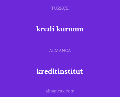 kreditinstitut - kredi kurumu