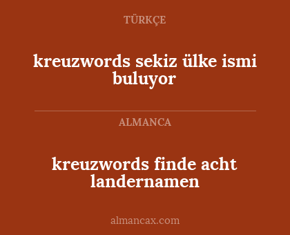kreuzwords finde acht landernamen - kreuzwords sekiz ülke ismi buluyor