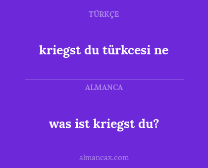 kriegst du türkcesi ne - was ist kriegst du?