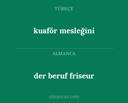 der beruf friseur - kuaför mesleğini