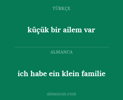 ich habe ein klein familie - küçük bir ailem var